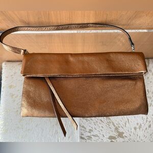 NWOT Elegant Bronze Gianni Chiarini Leather Clutch